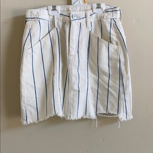 Striped American eagle jean skirt.